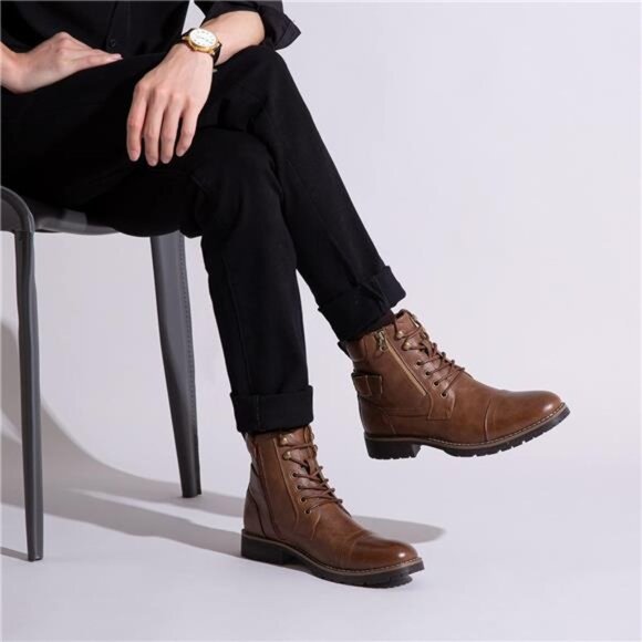 Vostey Men's Boots Boots for Men Casual Boots Motorcycle Combat Ankle Dress - Picture 5 of 7